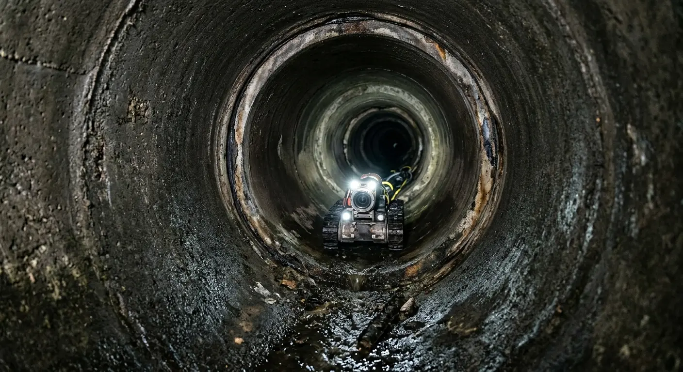 Robotic sewer camera inspecting pipe interior for Drain Snake Service in Clute